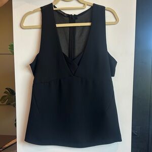 Zara Basic Made in Morocco Black V-Neck Top